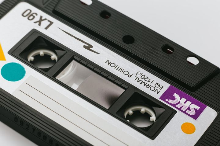 skc cassette tape on white surface